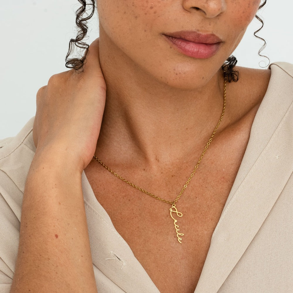 Vertikale Namenshalskette Signature