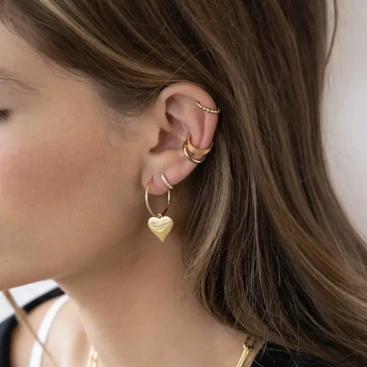 Boucle d'oreille Huggie Créole avec Zircone Cubique