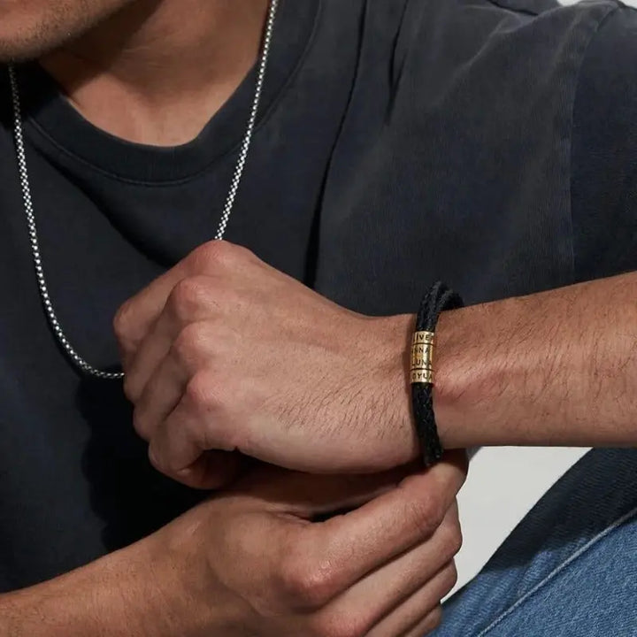 Bracelet Navigator Prénoms en Cuir Tressé