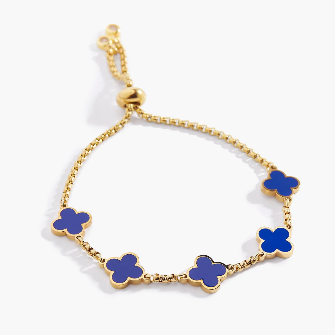 Dunkelblaues Emaille-Kleeblatt-Armband