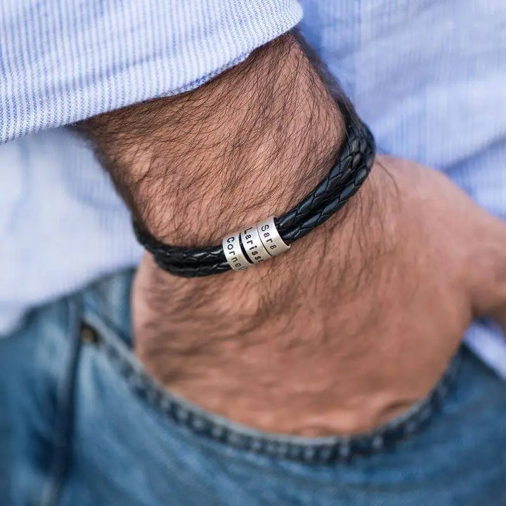 Bracelet Navigator Prénoms en Cuir Tressé